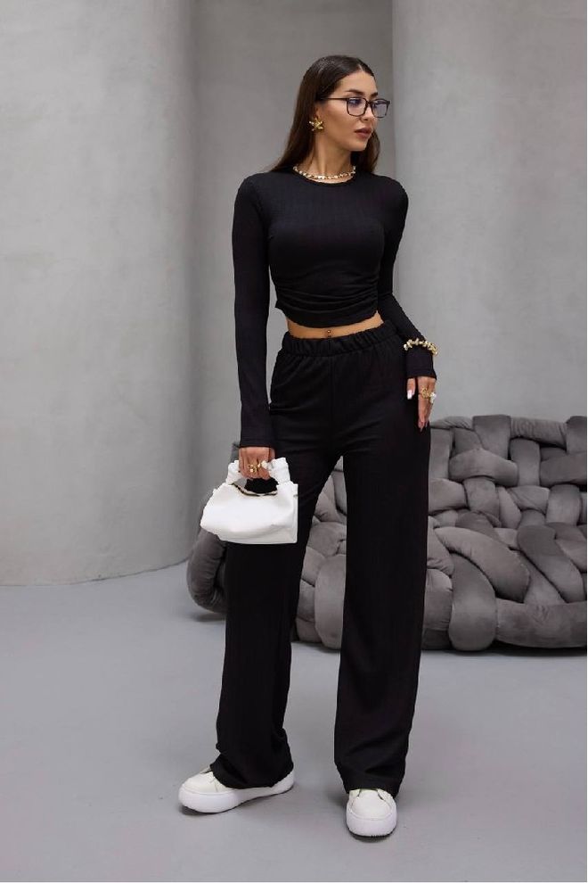 Mistix Conjunto Preto Elegante Casual Roupas por atacado Casual