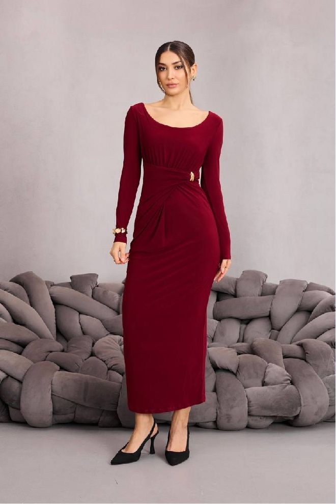 Mistix فستان أرجواني داكن أنيق بوديكون ماكسي ملابس بالجملة جنسي