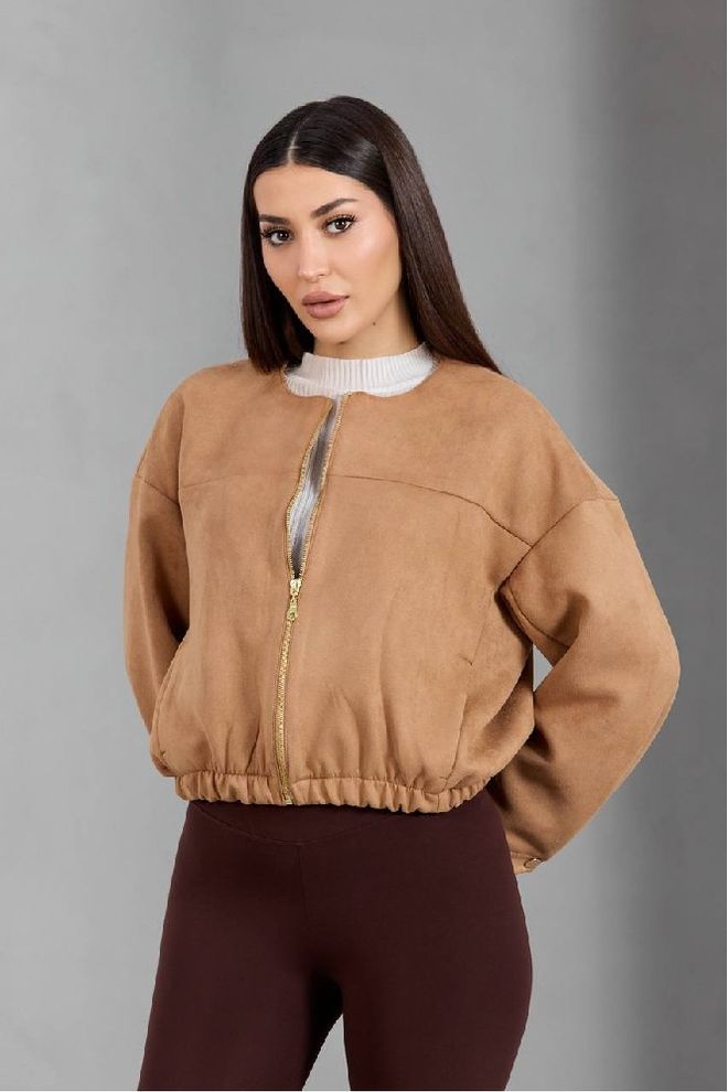 Mistix Chaqueta Bomber Marrón De Gran Tamaño Con Cremallera Ropa al por mayor Casual