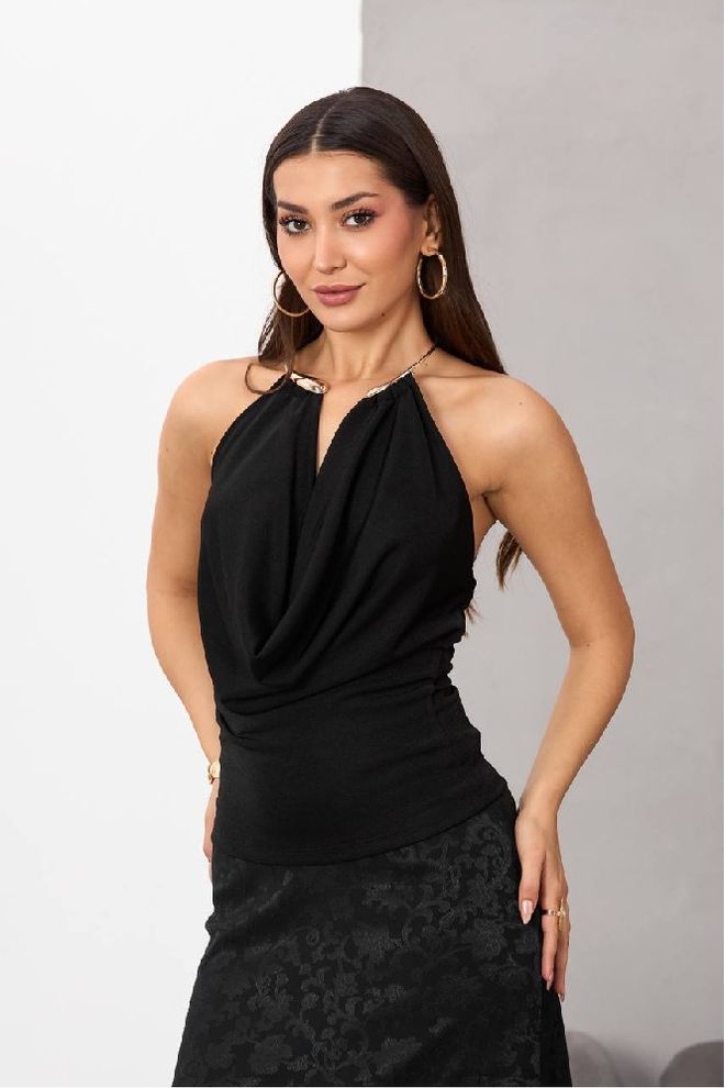Mistix Schwarze Sexy Elegante Bluse Großhandelskleidung Lässig