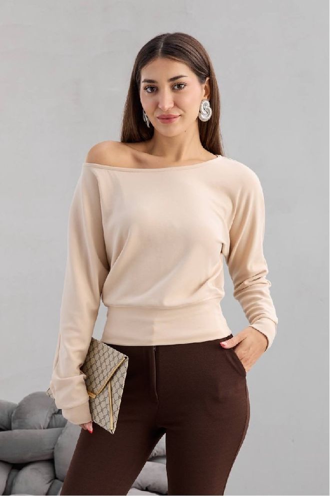 Mistix Bež Casual Eleganten Seksi Bluza Oblačila na debelo Ležerno