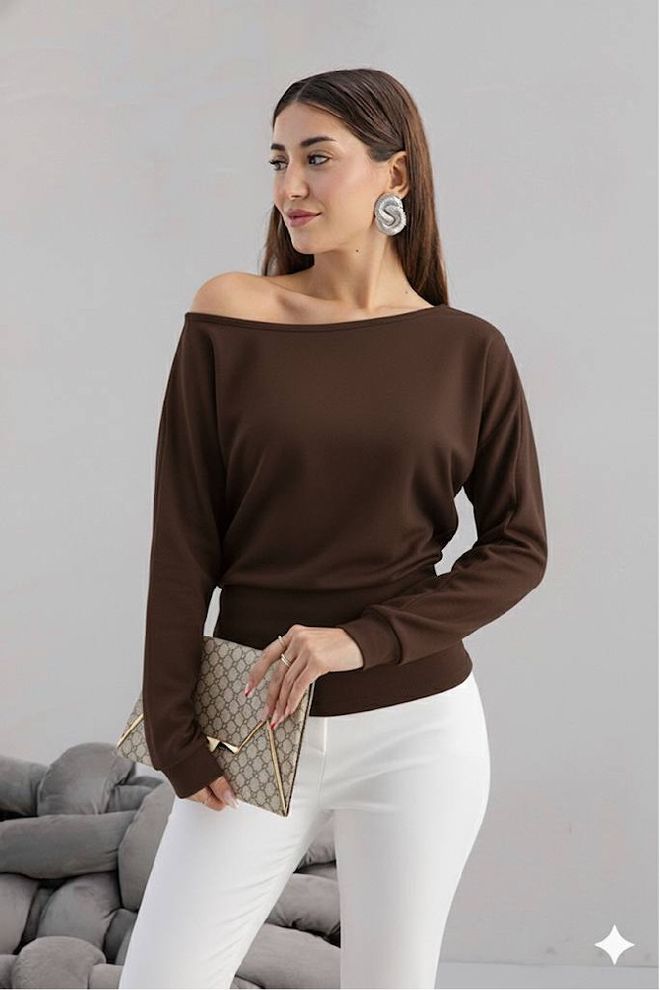 Mistix Rjava Elegantna Seksi Ležerna Bluza Oblačila na debelo Ležerno