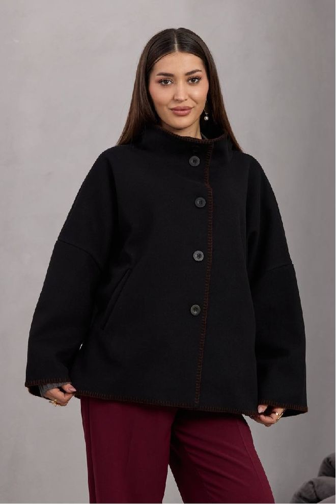 Mistix Siyah Bol Kesim Balıkçı Yaka Bluz Toptan Giyim Tesettür