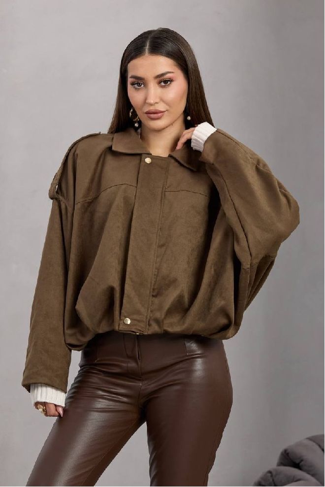 Mistix Brown Oversized Fit Casual Overshirt Jacket Wholesale Clothing Casual