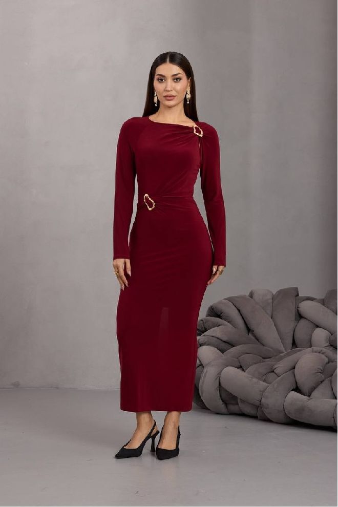 Mistix Rochie Roșu Bordo Cu Mâneci Lungi Îmbrăcăminte cu ridicata Sexy