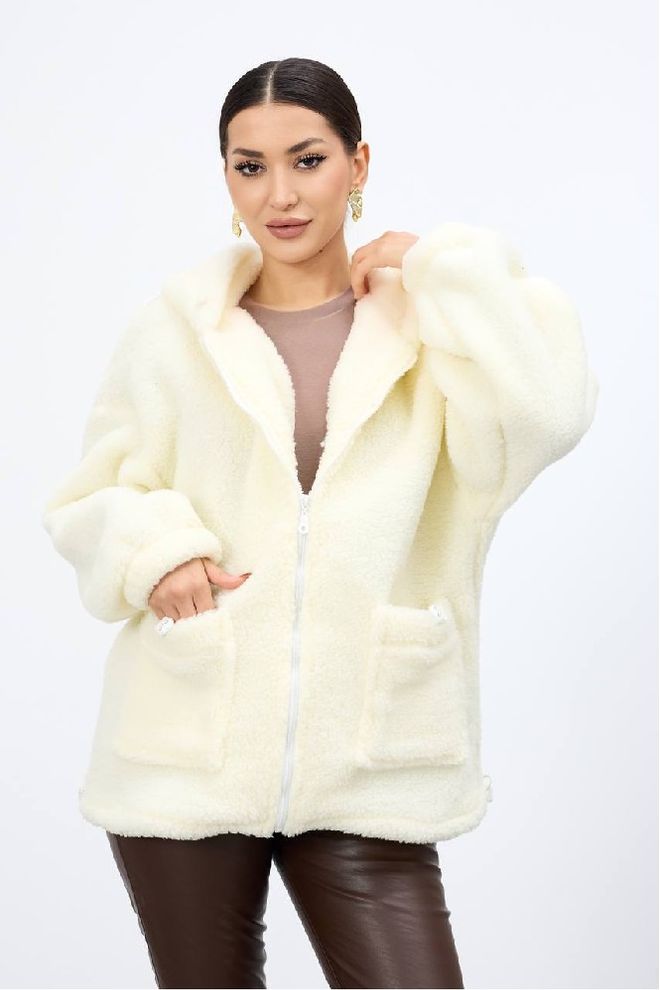 Mistix Cardigan Bianco Con Collo A Scialle E Chiusura A Zip Abbigliamento all'ingrosso Casuale