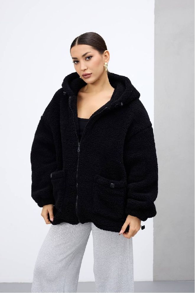 Mistix Gilet Noir Oversize À Fermeture Éclair Avec Capuche Vêtements en gros Décontracté