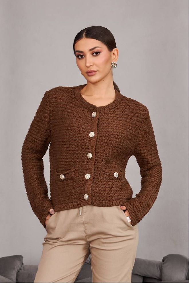 Mistix Rjav Eleganten Ležerno Jopica Oblačila na debelo Ležerno