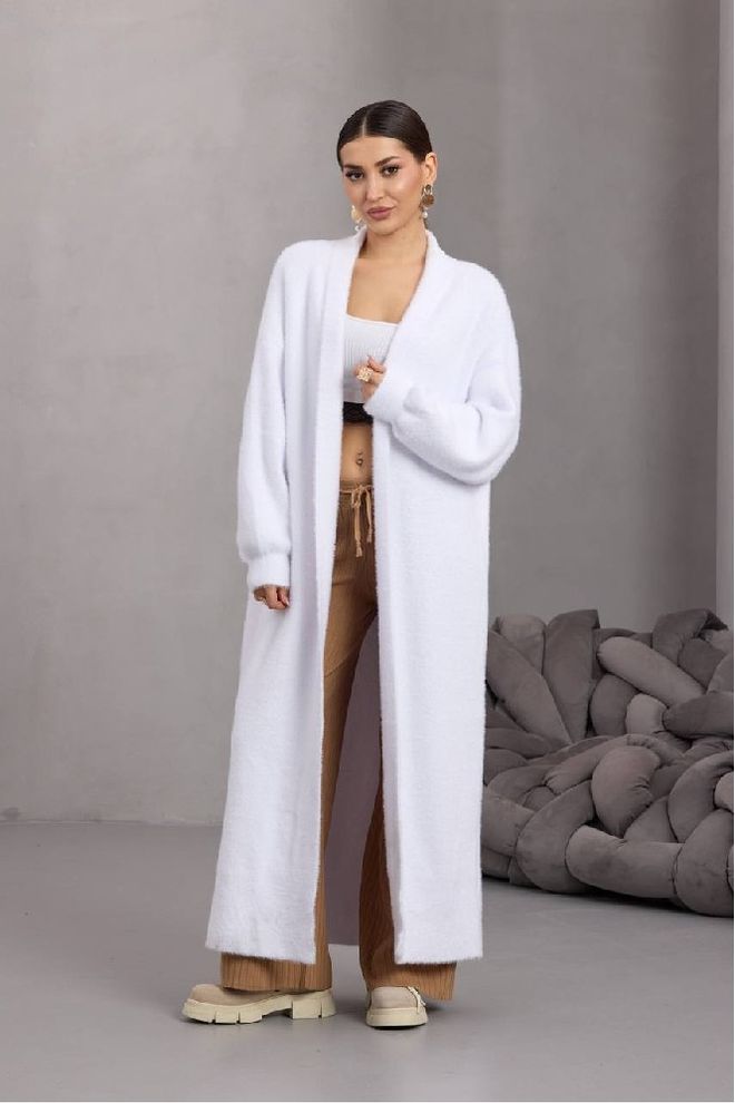 Mistix Casaco De Malha Branco Tamanho Grande Com Colarinho Shawl Roupas por atacado Modesto