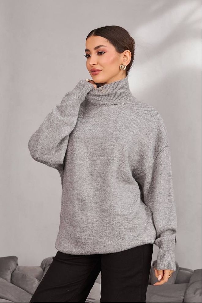 Mistix Blusa Cinzento Com Pescoço De Tartaruga E Tamanho Grande Roupas por atacado Modesto