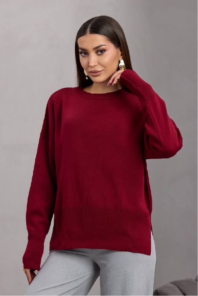 Mistix Blusa Vermelho Clarete Com Tamanho Grande E Mangas Compridas Roupas por atacado Modesto