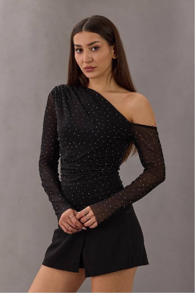 Mistix Noir Sexy Glamour Élégant Formel Chemisier Vêtements en gros Sexy