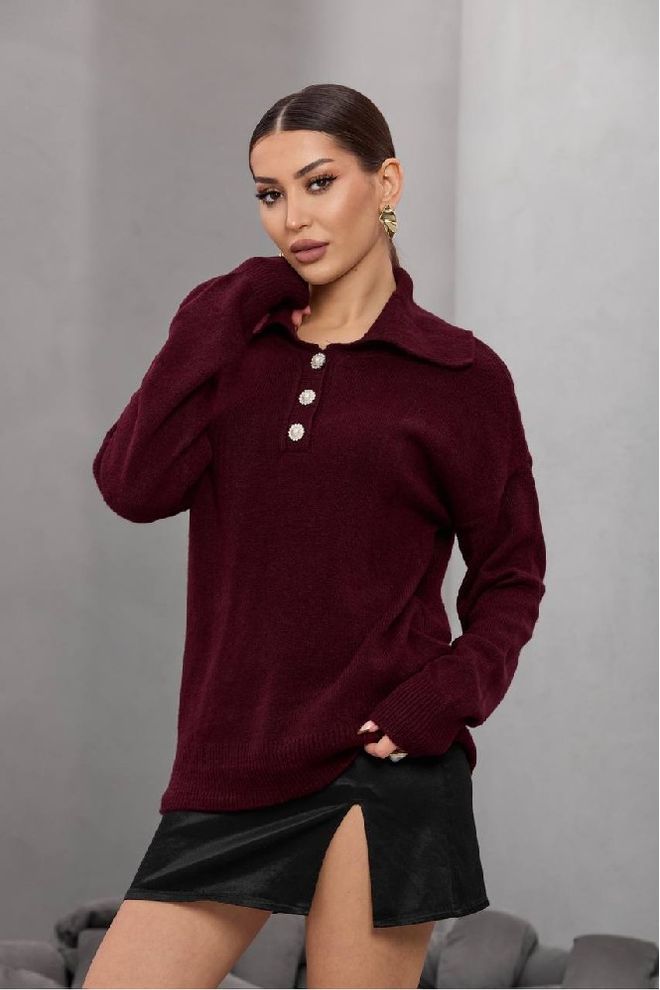 Mistix Prendas De Punto Con Cuello De Polo Y Botones En Color Carbón Ropa al por mayor Casual