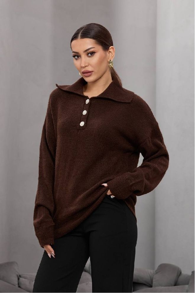 Mistix Prendas De Punto Con Cuello De Polo Y Botones En Color Carbón Ropa al por mayor Casual