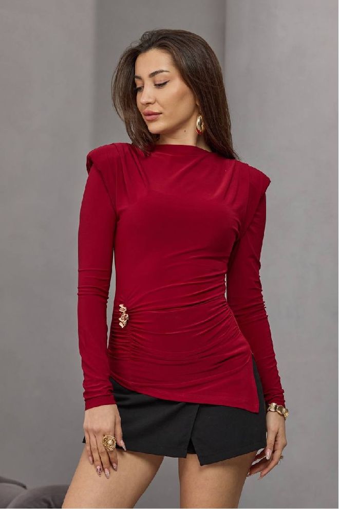 Mistix Bluza Bordo Rdeča Seksi Eleganten Ozek Kroj Oblačila na debelo Seksi