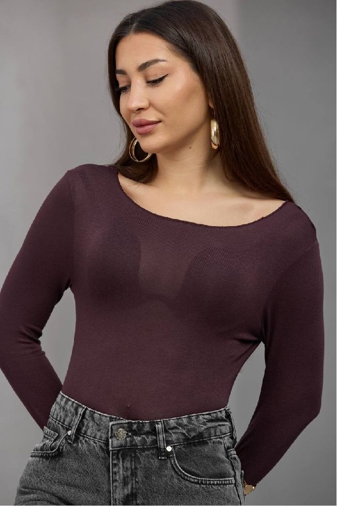 Mistix Bordo Rdeča Vgrajena Bluza S Čoln Vratom Oblačila na debelo Ležerno