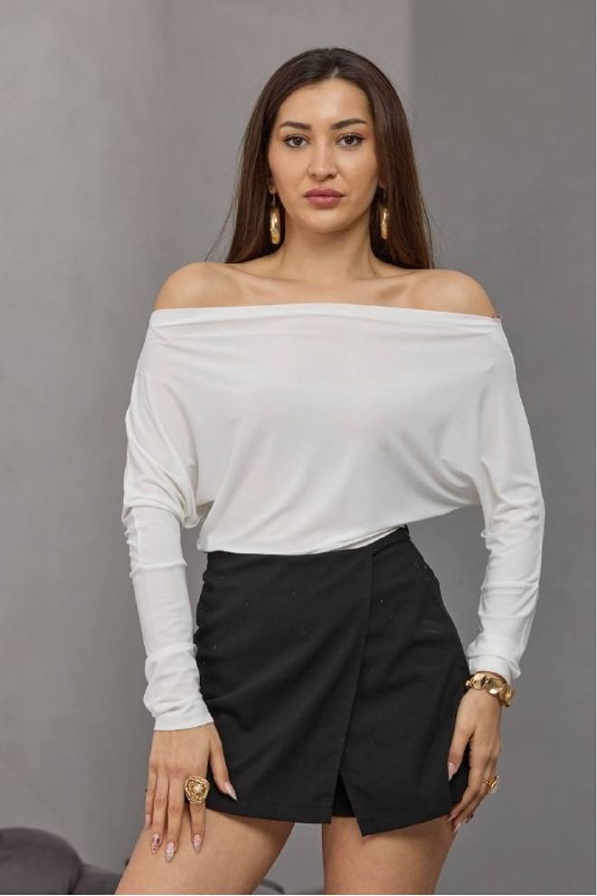 Mistix Blusa Branca Elegante Com Decote Off Shoulder Roupas por atacado Casual
