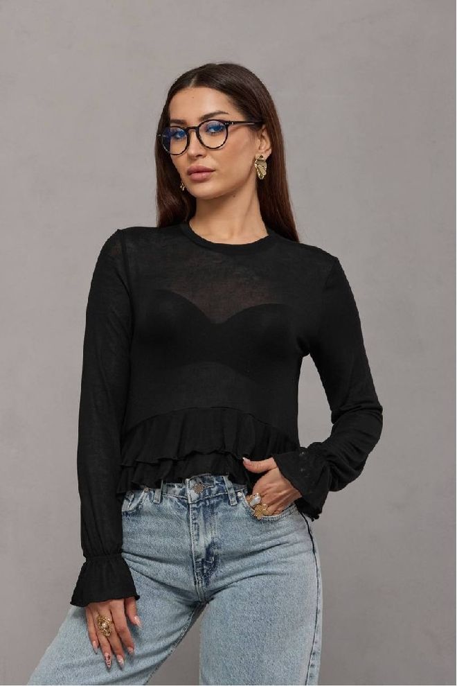 Mistix Blusa Preta Slim Fit Casual Elegante E Sensual Roupas por atacado Casual