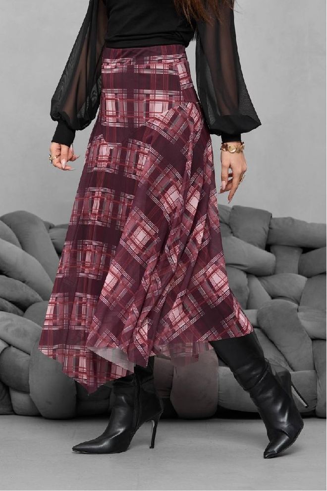 Mistix Fustă Roșu Bordo Asimetrică Midi Îmbrăcăminte cu ridicata Casual