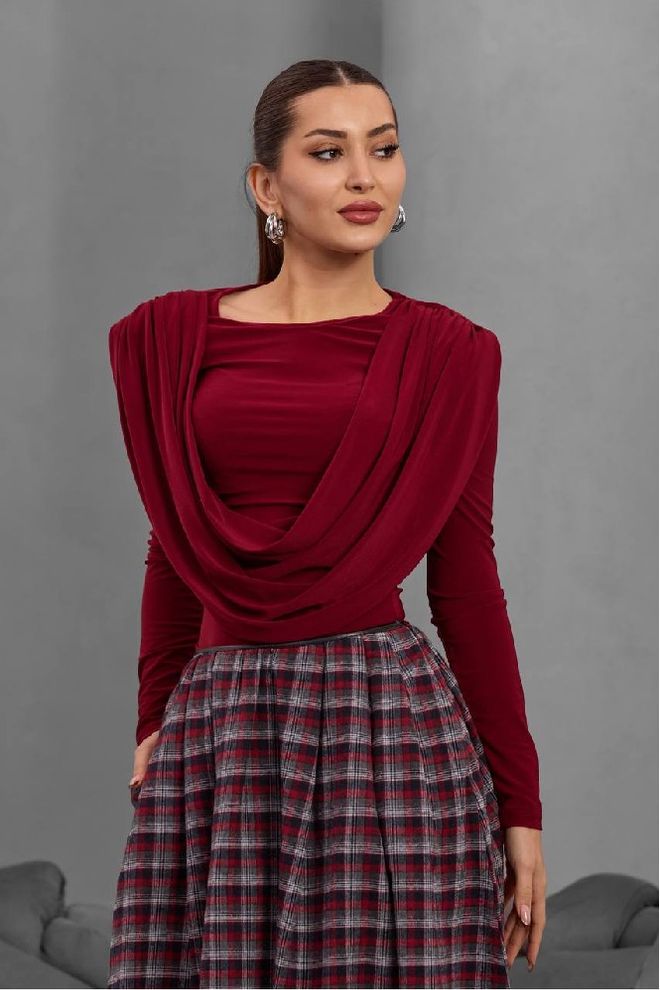 Mistix Блузка Бордовый Красный Элегантный Ретро Формальный Оптовая продажа одежды Повседневный