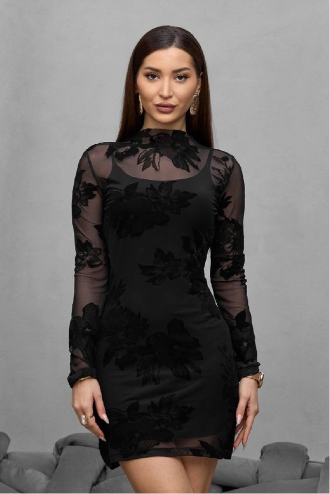 Mistix فستان أسود جنسي أنيق رسمي بوديكون ملابس بالجملة غير رسمي