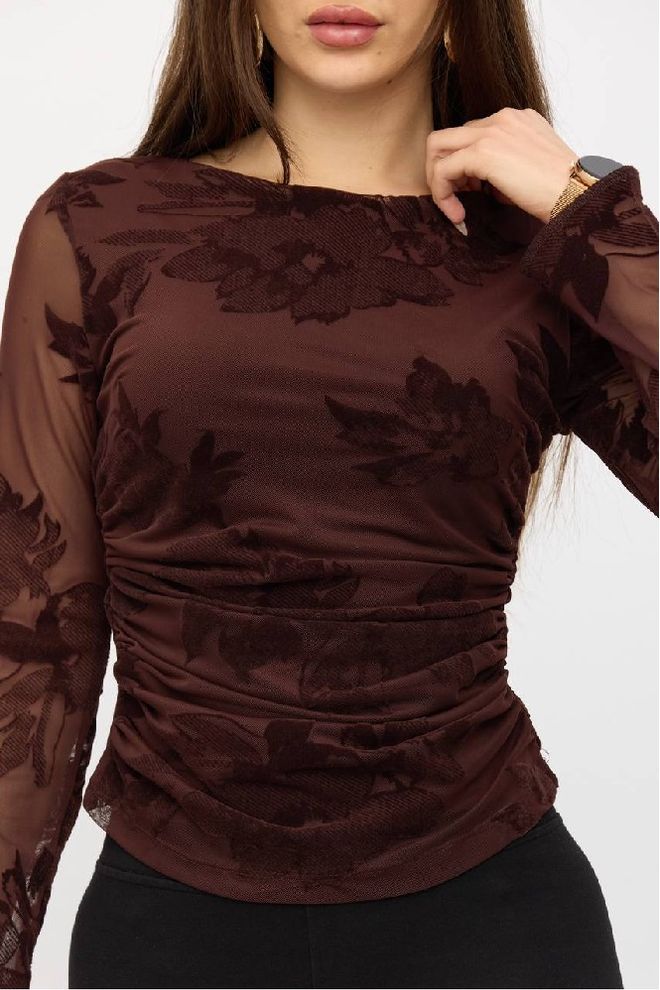 Mistix Bruine Elegante Sexy Formele Blouse Groothandel Kleding Sexy