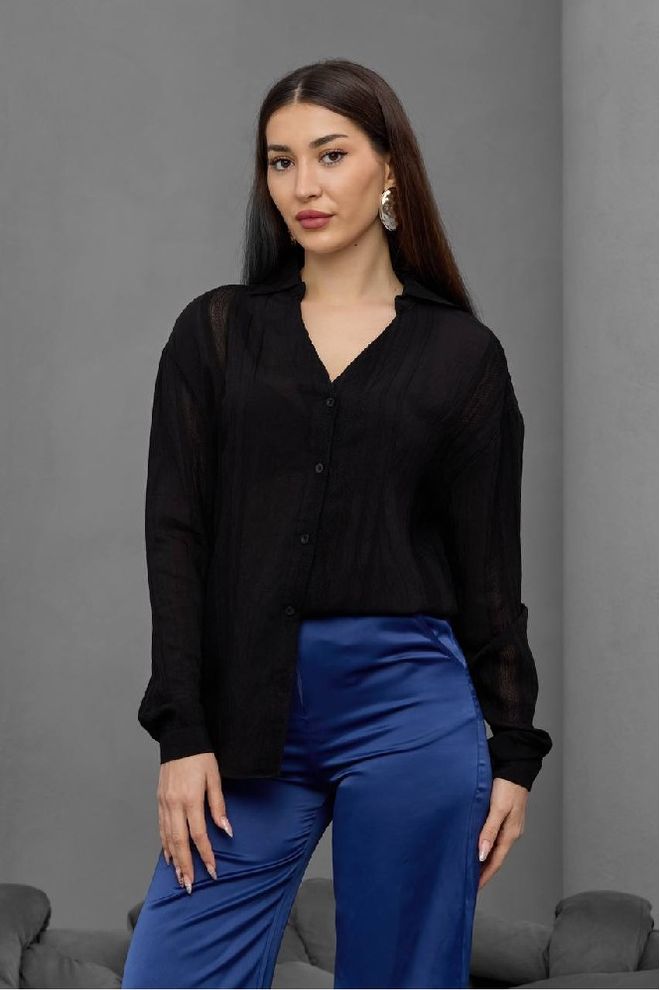 Mistix Chemise Noire Élégante Formelle Décontractée Glamour Vêtements en gros Décontracté