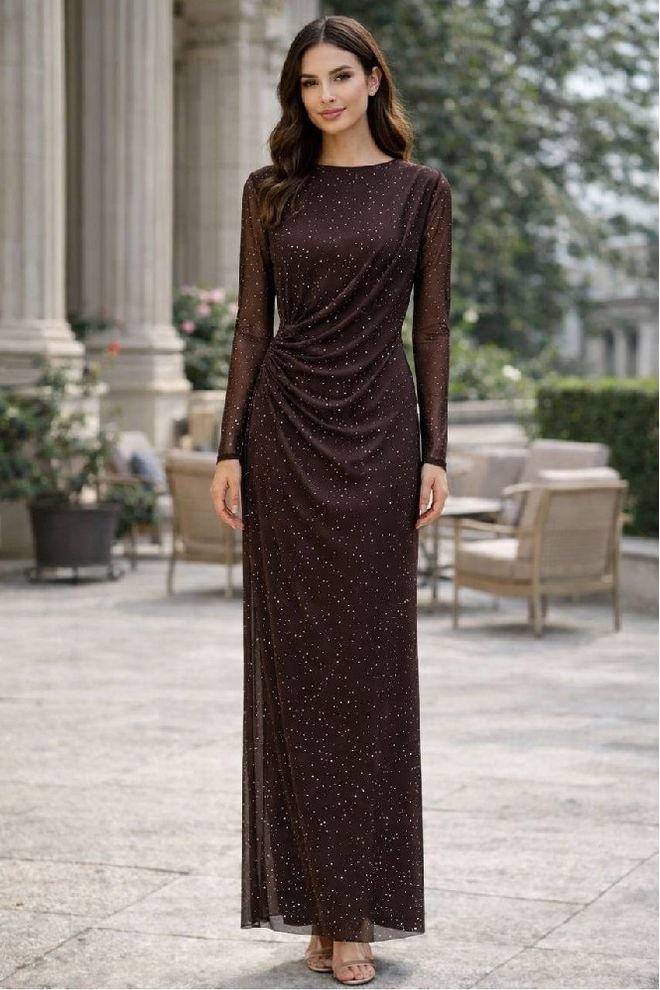 Mistix Елегантна Черна Рокля С Пайети И Втален Силует Дрехи на едро Официален