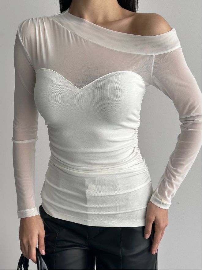 Mistix Blanc Sexy Élégant Formel Décontracté Glamour Chemisier Vêtements en gros Décontracté