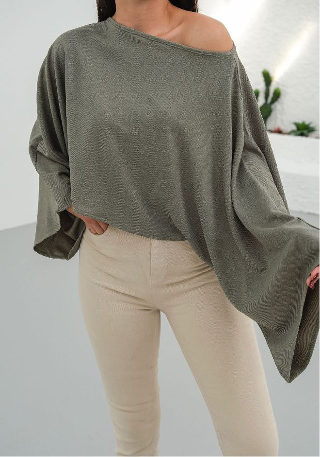 Mistix Μπλούζα Χακί Με Μεγάλα Μανίκια Ντόλμαν Χονδρικό εμπόριο ενδυμάτων Casual