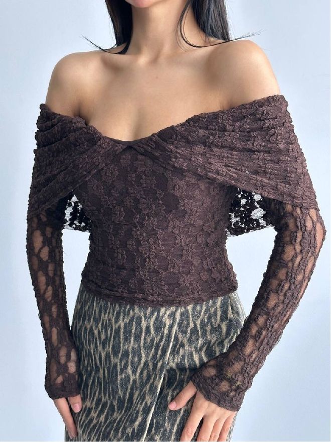 Mistix Chemisier Brun Ajusté Encolure Ras Du Cou Vêtements en gros Ancien