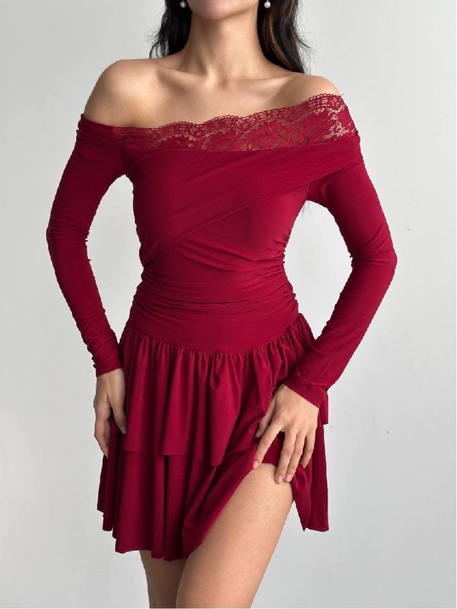 Mistix Robe Rouge Bordeaux Sexy Coupe Cintrée Mini Vêtements en gros Sexy