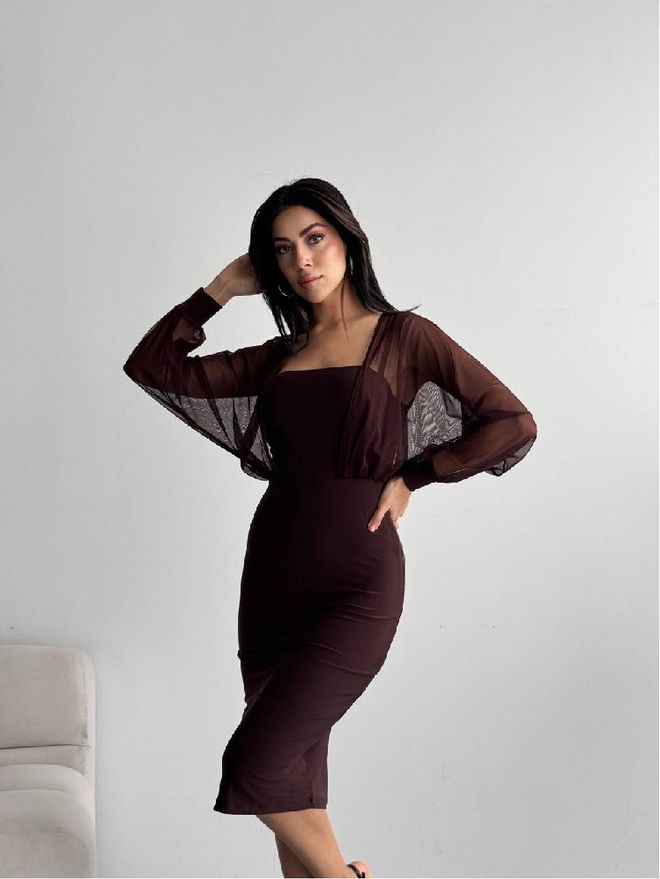 Mistix Brązowa Seksowna Elegancka Sukienka Bodycon Hurtowa sprzedaż odzieży Seksowny