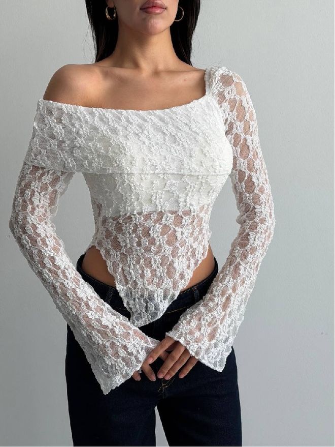 Mistix Белый Элегантный Цветочный Установленный Блузка Оптовая продажа одежды Сексуальный