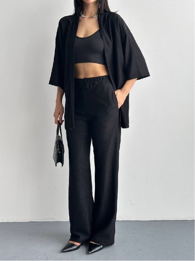 Mistix Черно Елегантен Небрежен Комплект За Работа И Парти Дрехи на едро Небрежен