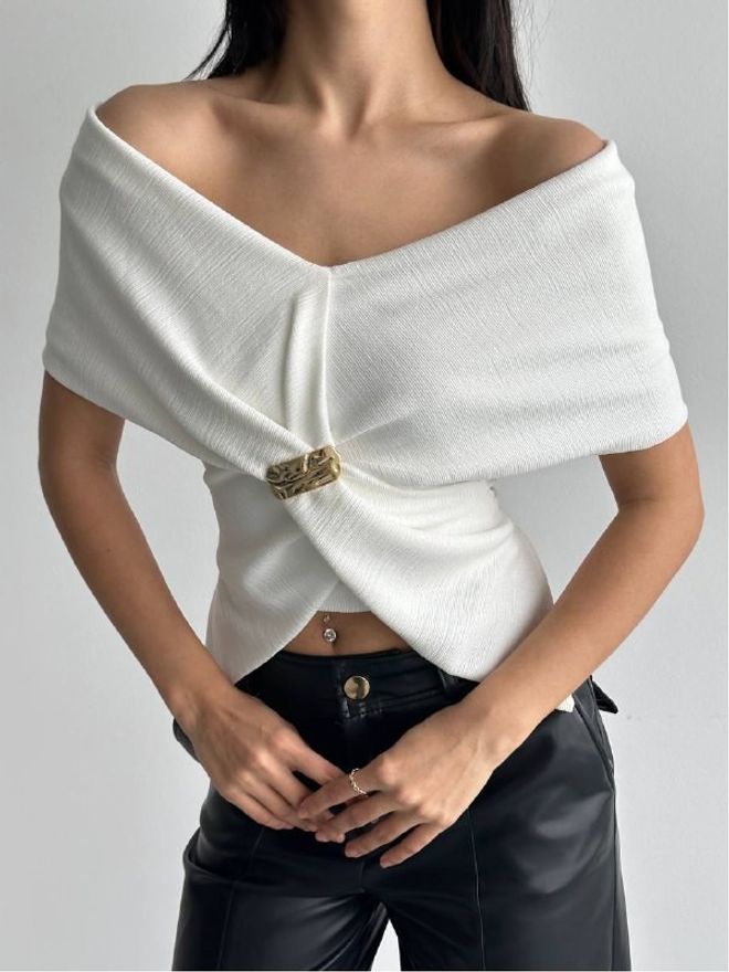 Mistix Blusa Branca Slim Fit Sexy Casual Elegante Roupas por atacado Casual