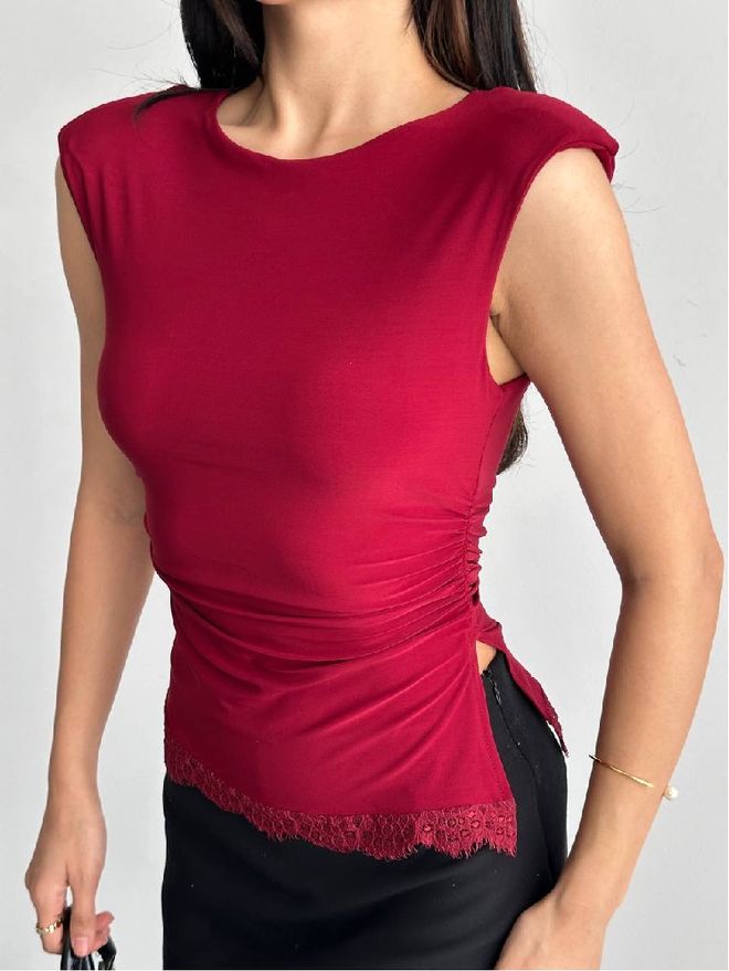 Mistix Bluza Bordo Crvena Sexy Ležerni Elegantan Uski Kroj Veleprodaja odjeće Ležerni