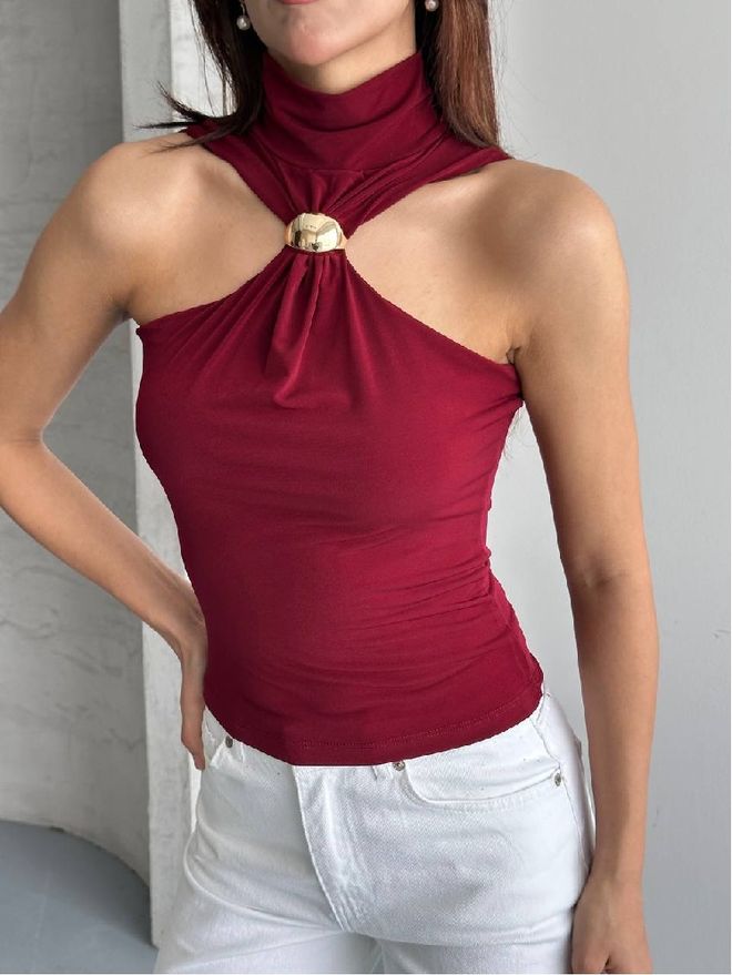 Mistix Bordo Crvena Uska Seksi Elegantna Bluza Veleprodaja odjeće Sexy