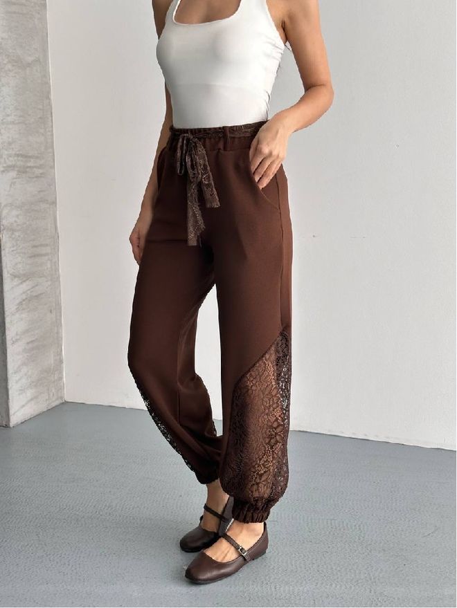 Mistix Καφέ Παντελόνι Τζόγκερ Καθημερινό Boho Με Φουσκωτό Μπατζάκι Χονδρικό εμπόριο ενδυμάτων Casual