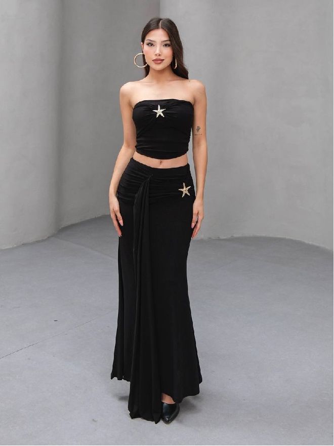 Mistix Set Črna Glam Elegantna Oblačila na debelo Seksi