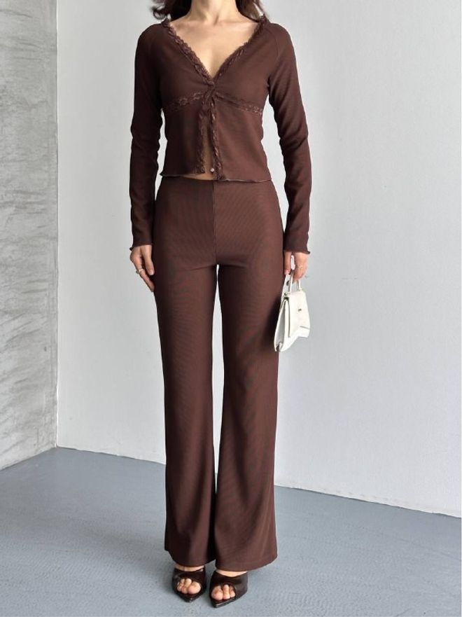 Mistix Brązowy Elegancki Casual Komplet Hurtowa sprzedaż odzieży Casual