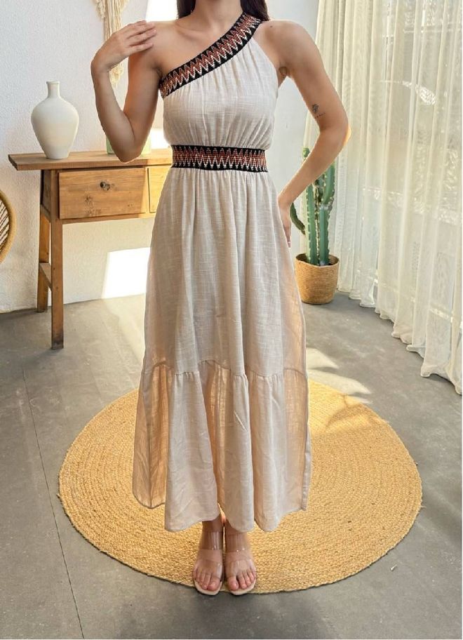 Mistix Bež Boho Brez Rokavov Maxi Blazer Obleka Oblačila na debelo Ležerno