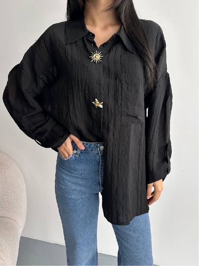 Mistix Juoda Laisvalaikio Oversized Polo Kaklo Marškiniai Didmeninė prekyba drabužiais Kokteilinė