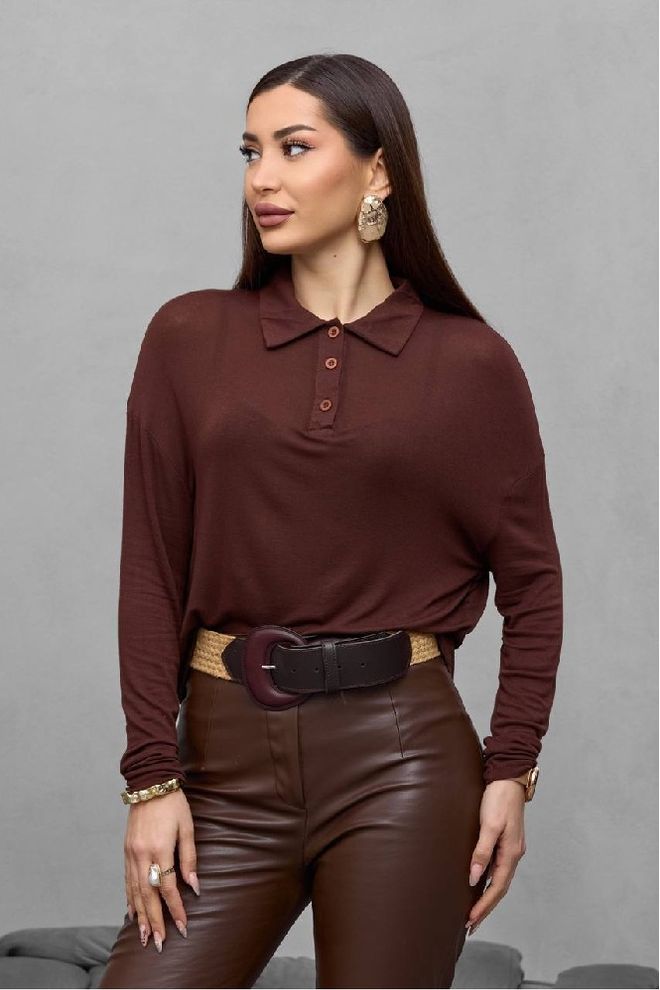 Mistix Rjava Casual Elegantna Bluza Oblačila na debelo Ležerno