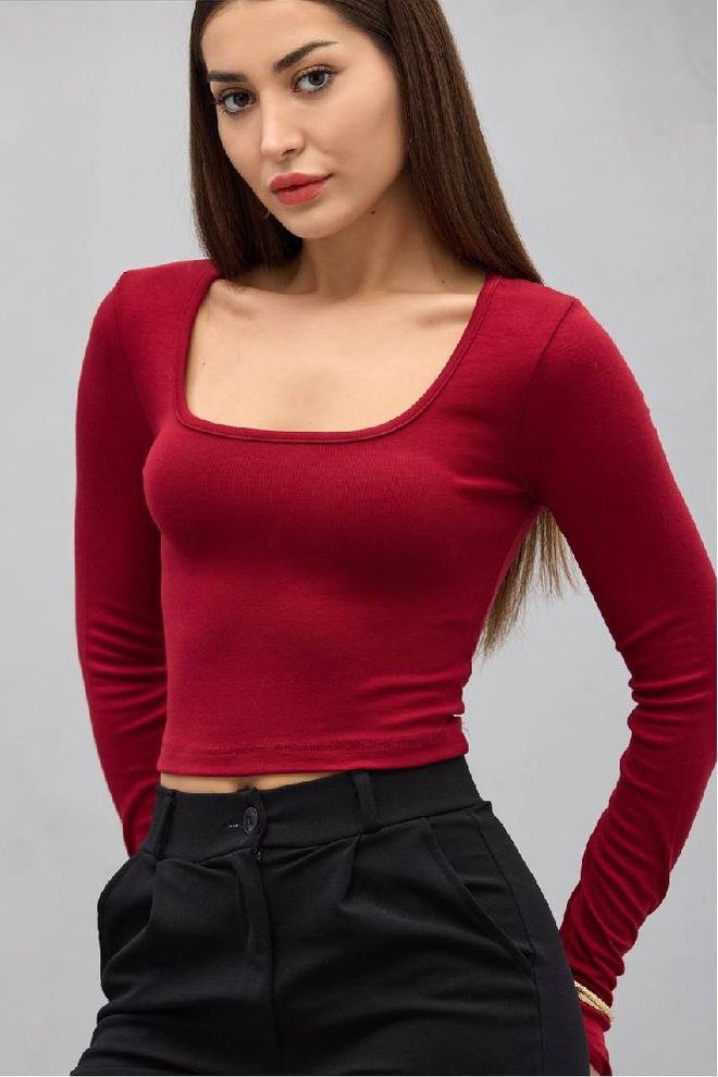 Mistix Crvena Seksi Uska Kratka Bluza S Četvrtastim Izrezom Veleprodaja odjeće Ležerni