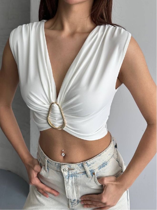 Mistix Palaidinė Balta Gėlėtas Su Skeltuku „Cargo“ Didmeninė prekyba drabužiais Kokteilinė