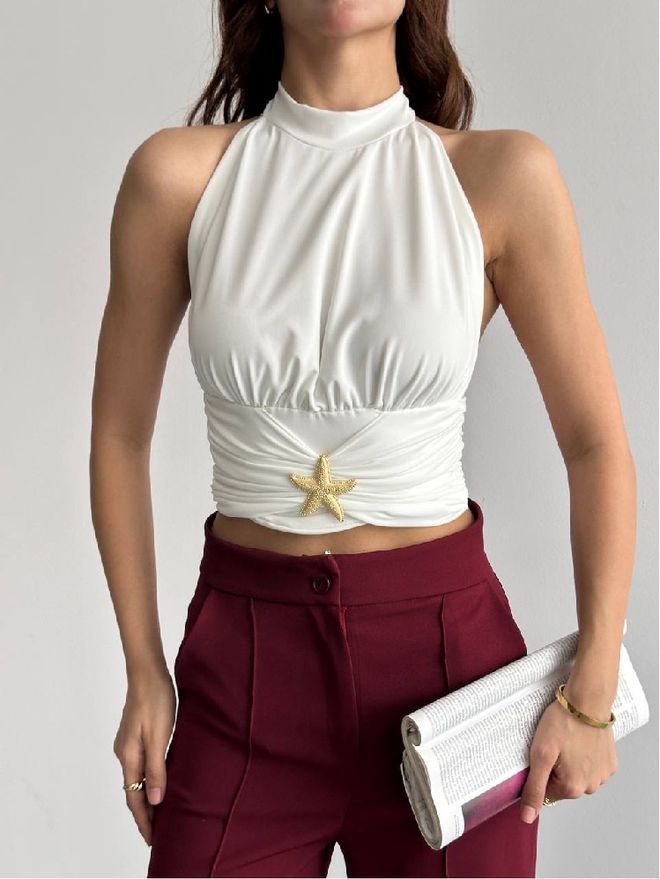 Mistix Balta Čiuožėjos Kokteilinė Šiuolaikiška Palaidinė Didmeninė prekyba drabužiais Kokteilinė