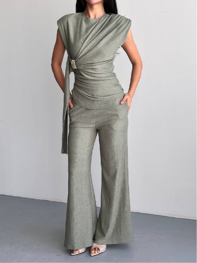 Mistix Kaki Eleganten Formalno Set Oblačila na debelo Formalno