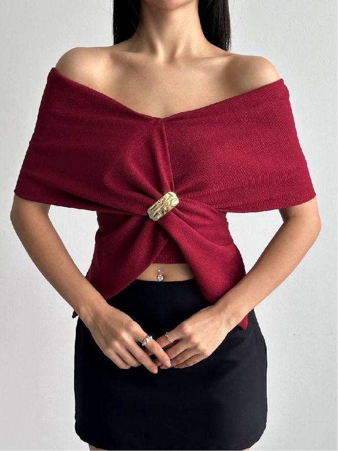 Mistix Blouse Bordeauxrood Sexy Elegant Glam Formeel Groothandel Kleding Sexy