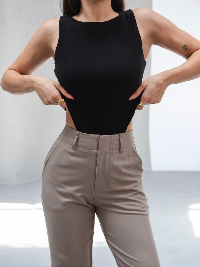 Mistix Μαύρο Κορμάκι Με Πολύ Κοντά Μανίκια Και Στενή Γραμμή Χονδρικό εμπόριο ενδυμάτων Casual